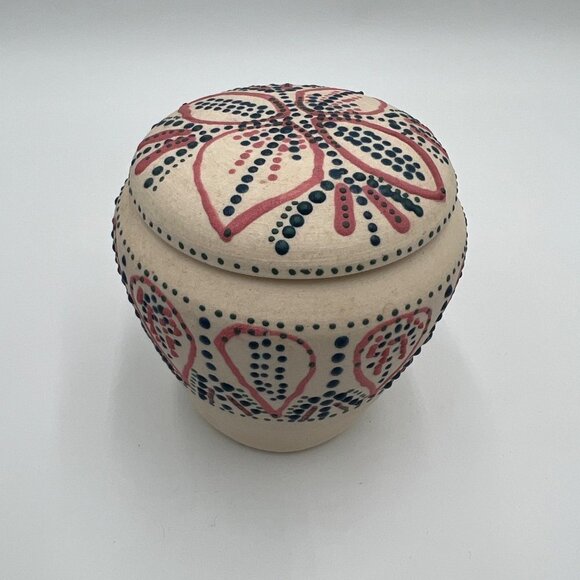 Ceramic project small ginger jar Mandela pattern dots - Picture 1 of 14